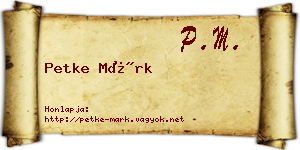 Petke Márk névjegykártya